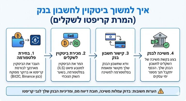 איך למשוך ביטקוין לחשבון בנק