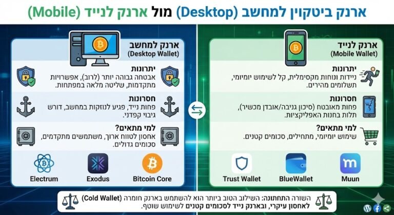 ארנק ביטקוין למחשב (Desktop) מול ארנק לנייד