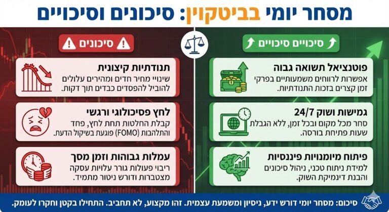 מסחר יומי בביטקוין: סיכונים וסיכויים